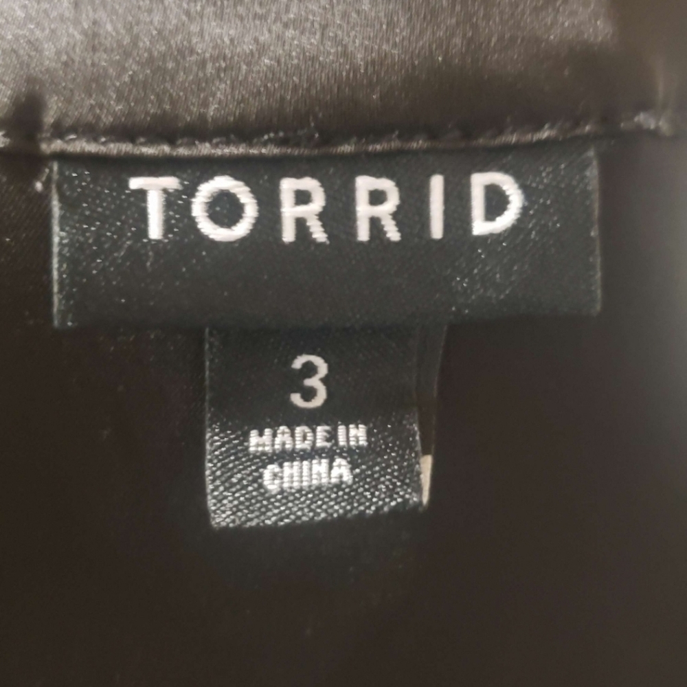 Black Satin Button-Front Top - Picture 5 of 5
